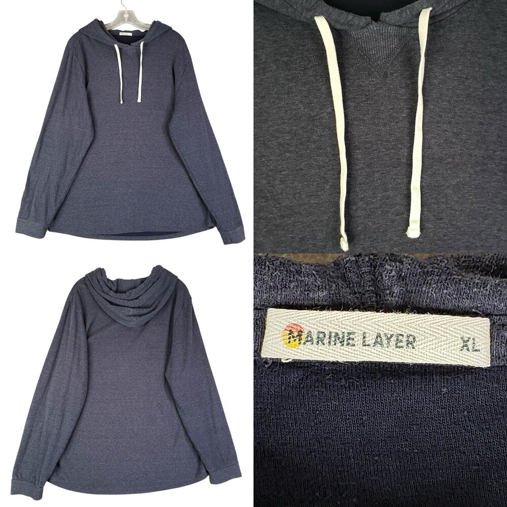 Marine Layer Hoodie Men’s Size XL Navy Blue Pullover Sweatshirt Long Sleeve